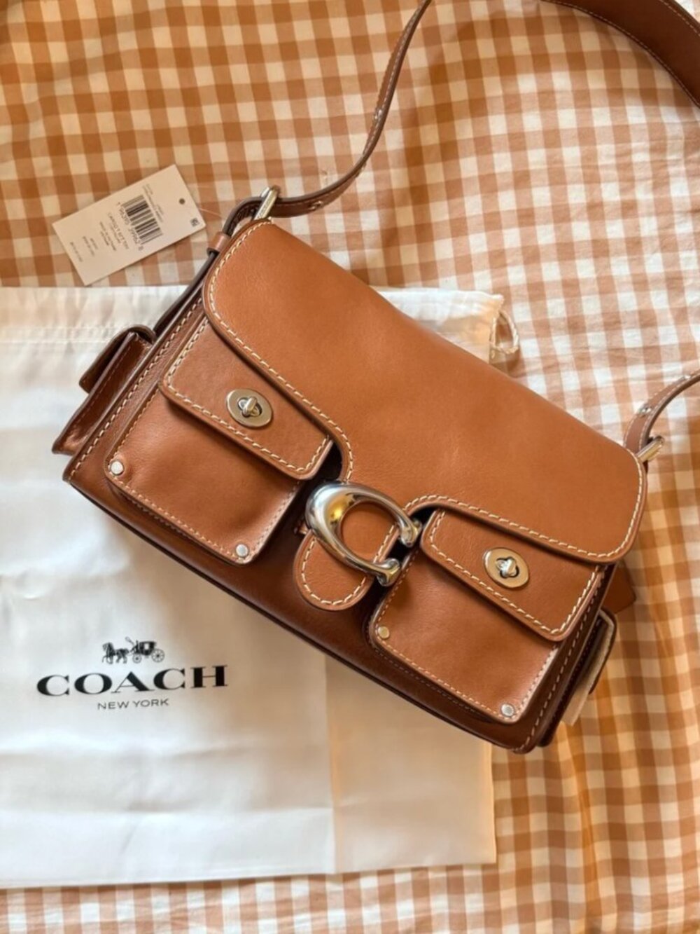 0728 Coach Cargo Turnlock Soft Tabby Shoulder Bag Burnished Amber Leather NWT